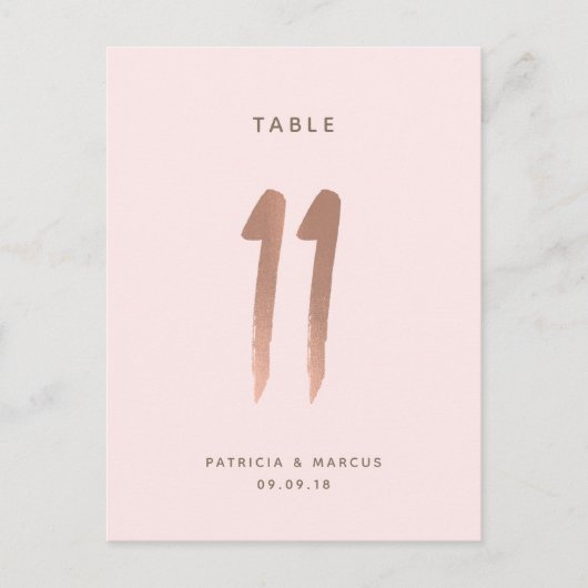 Moderne Rose Gold Wedding Tischnummer 11 (Vorderseite)