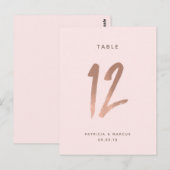 Moderne Rose Gold Wedding Tischnummer 12 (Vorne/Hinten)