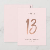 Moderne Rose Gold Wedding Tischnummer 13 (Vorne/Hinten)
