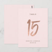 Moderne Rose Gold Wedding Tischnummer 15 (Vorne/Hinten)