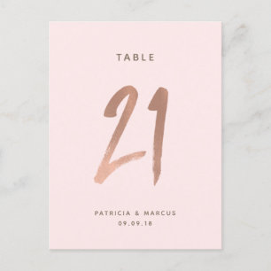 Moderne Rose Gold Wedding Tischnummer 21