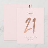 Moderne Rose Gold Wedding Tischnummer 21 (Vorne/Hinten)