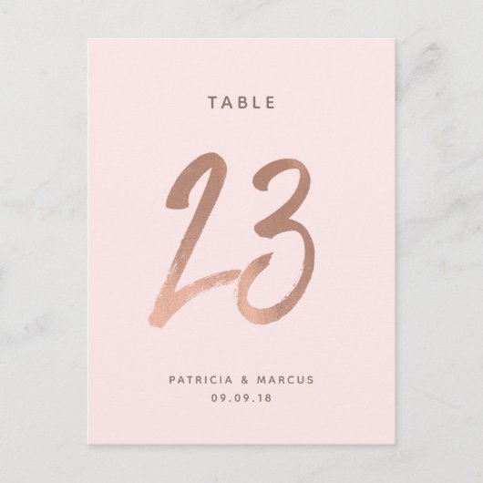 Moderne Rose Gold Wedding Tischnummer 23 (Vorderseite)