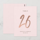 Moderne Rose Gold Wedding Tischnummer 26 (Vorne/Hinten)