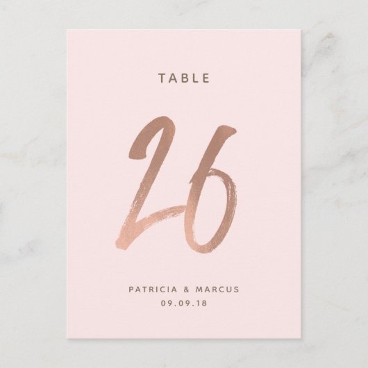 Moderne Rose Gold Wedding Tischnummer 26 (Vorderseite)