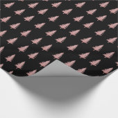 Moderne Rose Gold Weihnachtsbäume auf schwarz Geschenkpapier (Ecke)