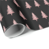 Moderne Rose Gold Weihnachtsbäume auf schwarz Geschenkpapier (Rolleneckpunkt)