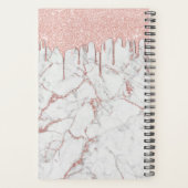 Moderne Rose Gold & Weiß Marmor Elegant Planer (Rückseite)