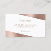 Moderne Rose Gold & Weiß Schere Friseurin Visitenkarte (Rückseite)