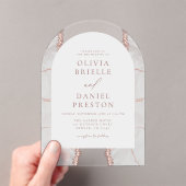 Moderne Rose Gold White Agate Hochzeit Elegante Acryleinladungen (Insitu (Handheld))