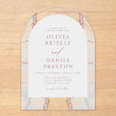 Moderne Rose Gold White Agate Hochzeit Elegante Acryleinladungen (Vorderseite)