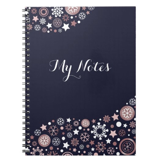 Moderne Rose Gold Winterschneeflocken Notizblock (Vorderseite)