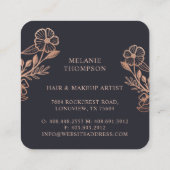 Moderne Rose Gold Wreath Black & Rose Gold Quadratische Visitenkarte (Rückseite)