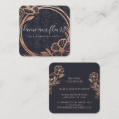 Moderne Rose Gold Wreath Black & Rose Gold Quadratische Visitenkarte (Vorne/Hinten)