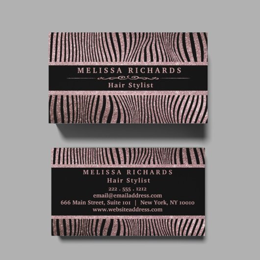 Moderne Rose Gold Zebra Streifen Muster Visitenkarte
