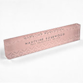 Moderne Rose Gold Zickzack Muster Mit Monogramm Namensplakette