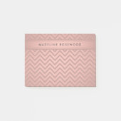 Moderne Rose Gold Zickzack Muster Mit Monogramm Post-it Klebezettel (Vorderseite)