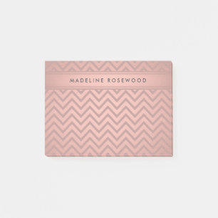 Moderne Rose Gold Zickzack Muster Mit Monogramm Post-it Klebezettel
