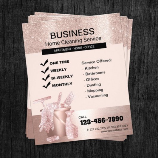 Moderne Rose Gold Zuhause Reinigung Housekeeping Flyer