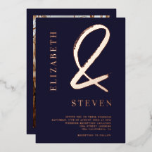 Moderne Rose goldene Ampere und Namen Foto Hochzei