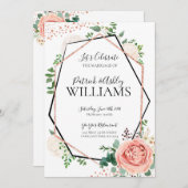 Moderne Rose Goldene geometrische Hochzeitsempfehl Einladung (Vorne/Hinten)