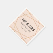 Moderne Rose Goldene geometrische Rosa Hochzeit Serviette (Ecke)