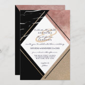 Moderne Rose Goldene Marmorwurzel Geometrisches Dr Einladung (Vorne/Hinten)