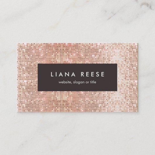Moderne Rose Goldene Sequenz Schönheitssalon Braun Visitenkarte (Vorderseite)