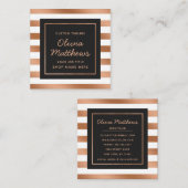 Moderne Rose Goldene Streifen Quadratische Visitenkarte (Vorne/Hinten)