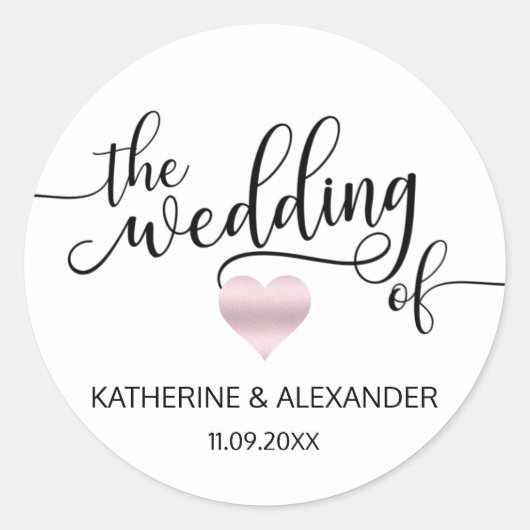 Moderne Rose Goldenes Herz Weiß die WEICHE von Sie Runder Aufkleber (Vorderseite)