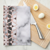 Moderne Rose Goldenes Schwarz-weißes Marmor Geomet Geschirrtuch (Viertel Falte)