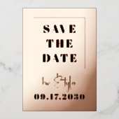 Moderne Rose Goldfolie Foto Hochzeit speichern das Folieneinladung (Vorderseite)