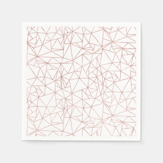 Moderne Rose Goldfolie Geometrie Kupfer Polygon Serviette (Vorderseite)