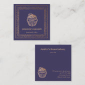 Moderne Rose Goldfolie Kuchen hausgemachte Backwar Quadratische Visitenkarte (Vorne/Hinten)
