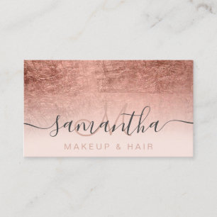 Moderne Rose Goldfolie Ober blush Make-up Haar Visitenkarte
