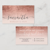 Moderne Rose Goldfolie Ober blush Make-up Haar Visitenkarte (Vorne/Hinten)