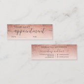 Moderne Rose Goldfolie Ober-Schwarz Verabredung Mini Visitenkarte (Vorne/Hinten)