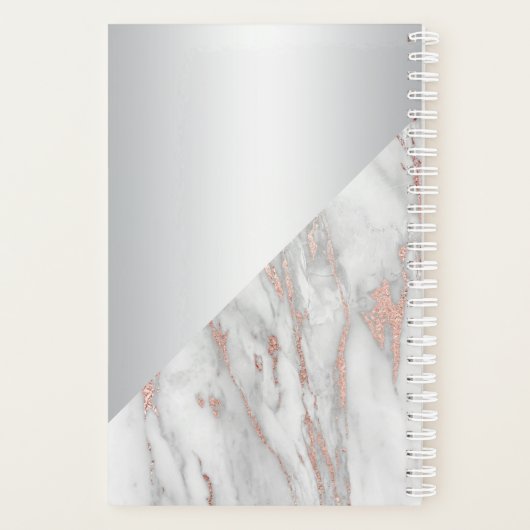 Moderne Rose Goldfolie Rosa grauer Marmor | MONOGR Planer (Rückseite)