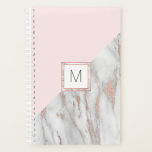 Moderne Rose Goldfolie Rosa grauer Marmor MONOGR Planer