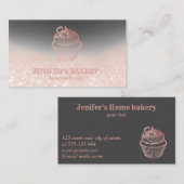 Moderne Rose Goldglatter Kuchen hausgemachte Bäcke Visitenkarte (Vorne/Hinten)