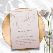 Moderne Rose-Goldkalligrafie-Hochzeit Einladung