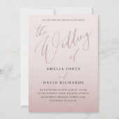 Moderne Rose-Goldkalligrafie-Hochzeit Einladung (Vorderseite)