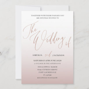Moderne Rose Goldkalligrafie - Hochzeit von Einladung