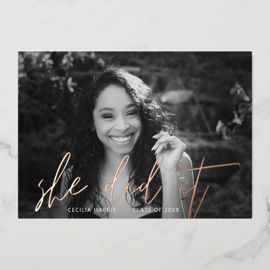 Moderne Rose Goldkalligraphie Einladung (Vorderseite)