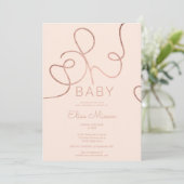Moderne Rose Goldkalligraphie Oh Babydusche Einladung (Stehend Vorderseite)