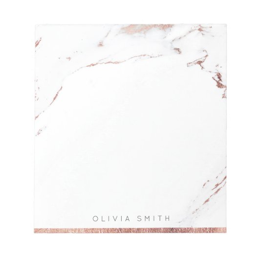 Moderne Rose Goldmarmor personalisiert Stationery Notizblock (Vorderseite)