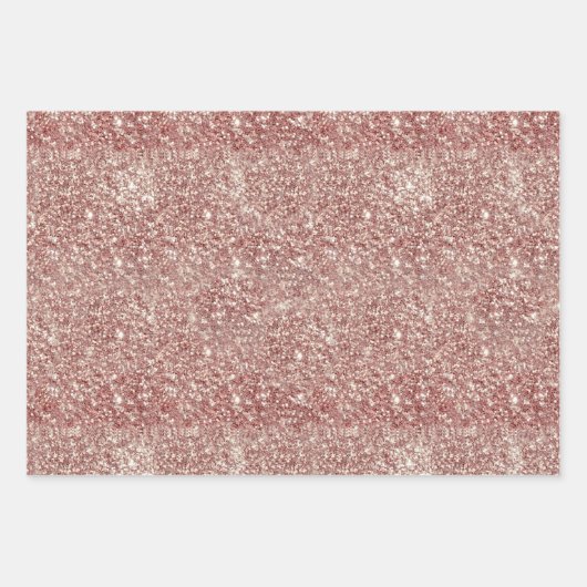Moderne Rose Goldmedaille Glitzer Foil Geschenkpapier Set (Vorderseite 2)