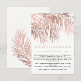 Moderne Rose Goldpalme einfügen Details Hochzeit Begleitkarte
