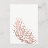 Moderne Rose Goldpalme Qr Code Hochzeitsdetails Begleitkarte (Rückseite)
