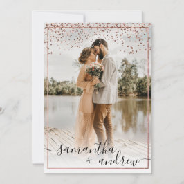 Moderne Rose Goldrahmen Drehbuch 5 Fotos Hochzeit Einladung